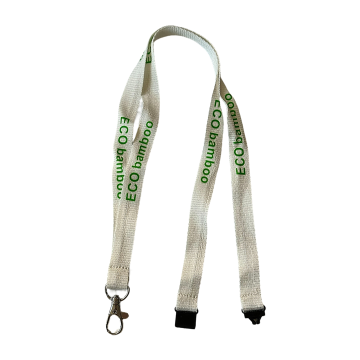 Lanyard ecologico in fibra di bambù con chiusura di sicurezza