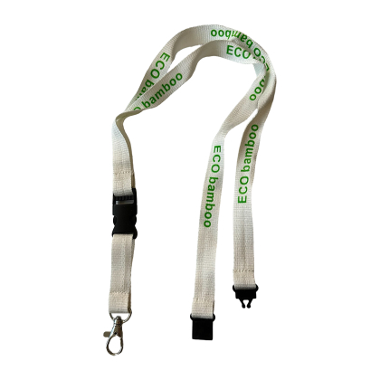 Lanyard ecologico in fibra di bambù con clip sganciabile e chiusura anti-strangolamento