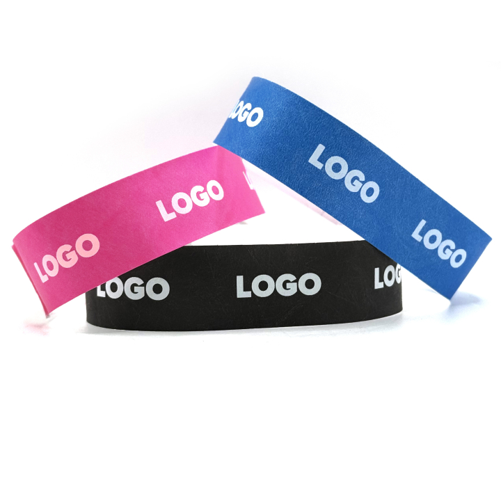 Braccialetti Tyvek personalizzati con stampa bianca