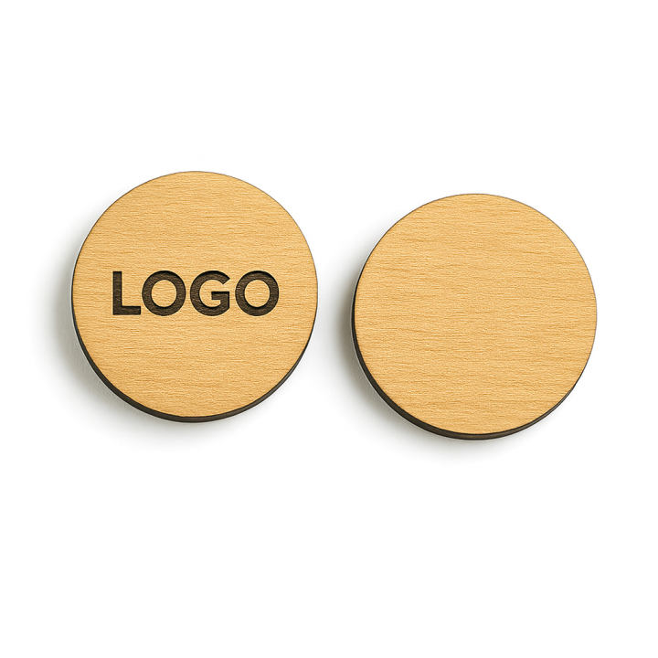 Gettoni in legno con incisione laser su un lato
